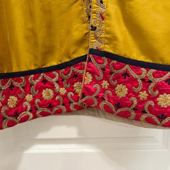 3pc designer Lehenga with long jacket/ Navy Blue and yellow/ chaniya choli - Picture 3 of 13